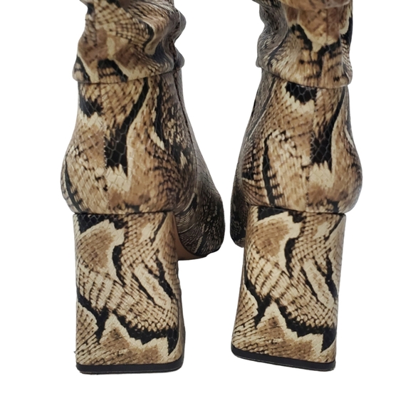 "Ambie" Snake Slouch Calf Boot NWOT Size 9 Block Heel Point Toe Leather - Picture 4 of 12